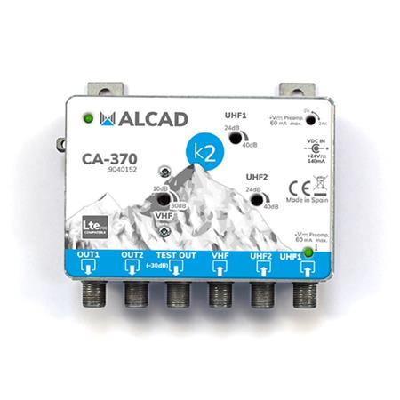 Alcad CA-370 zesilovač I/FM/DAB/2xUHF, 2 výstupy, zisk 38dB/107dBuV, LTE 5G