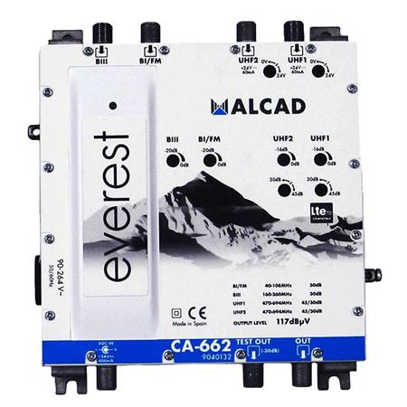 Alcad CA-662 zesilovač FM/DAB/2xUHF, zisk 45dB/114dBuV, LTE 5G