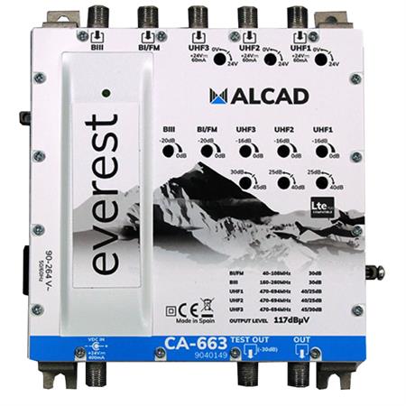 Alcad CA-663 zesilovač FM/DAB/3xUHF, zisk 45dB/114dBuV, LTE 5G