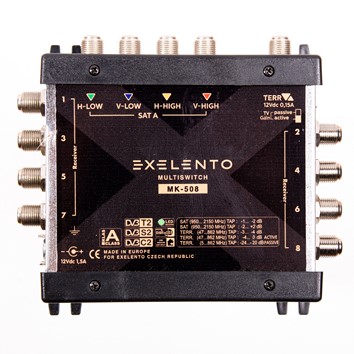 ExeIento MK-508 multiswitch koncový 5/8 pro 1 družici a 8 TV