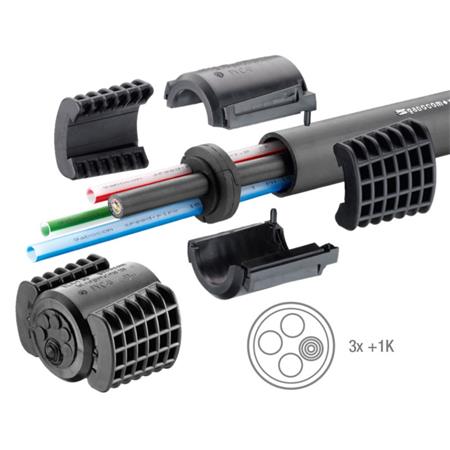 Gabocom EZA-t 40/K+3x10 průchodka HDPE trubek 40mm, pro kabel 8-18,5mm a 3x mikr