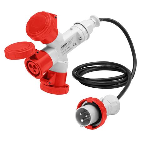 Gewiss GW64055 zásuvkova rozbočovací 3P 16A 400V / 3x 3P, IP67, délka 2m