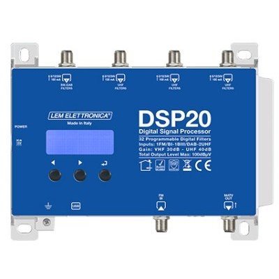 Lem DSP20evo program. zesilovač FM/DAB/3xUHF, zisk 45dB/100dBuV, LTE 5G, tlačítk