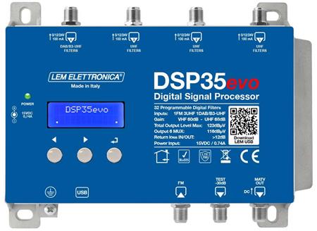 Lem DSP35evo program. zesilovač FM/DAB/3xUHF, zisk 68dB/116dBuV, LTE 5G, tlačítk