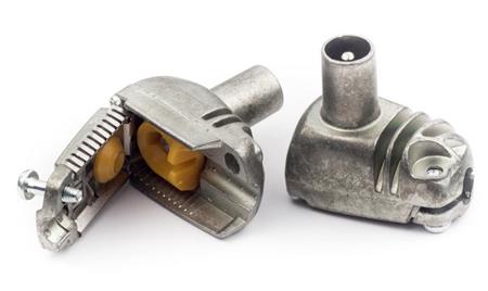 Televes PRO EasyF konektor IECm na kabel 5-7mm, úhlový, stíněný, Class A+