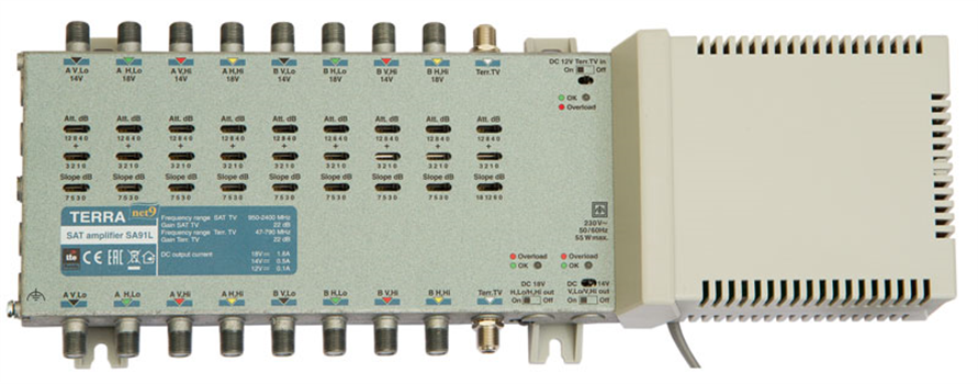 Terra SA91L zesilovač pro multiswitch 22/114dB pro 2 družice, filtr LTE