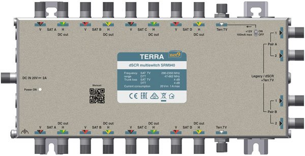 Terra SRM940 multiswitch dSCR pro 1-4 družice a 4 Unicable výstupy