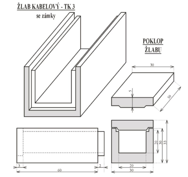 TUZ BETONOVÝ ŽLAB TK3 (30x28)